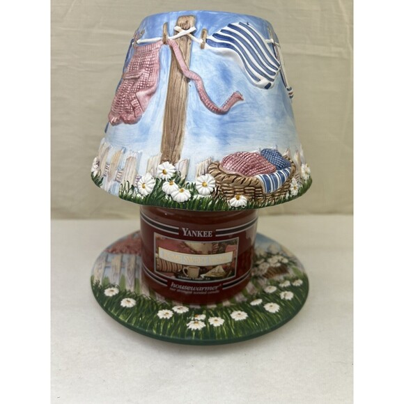 Yankee Candle Laundry Day Jar Topper Shade Plate & Home Sweet Home Candle 14.5oz - Picture 1 of 11